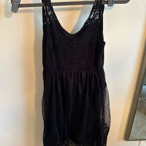 Free People Kristal Metallic Lace Fit & Flare Dress Black